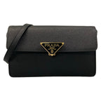 Prada Shoulder Bag Saffiano Leather Black