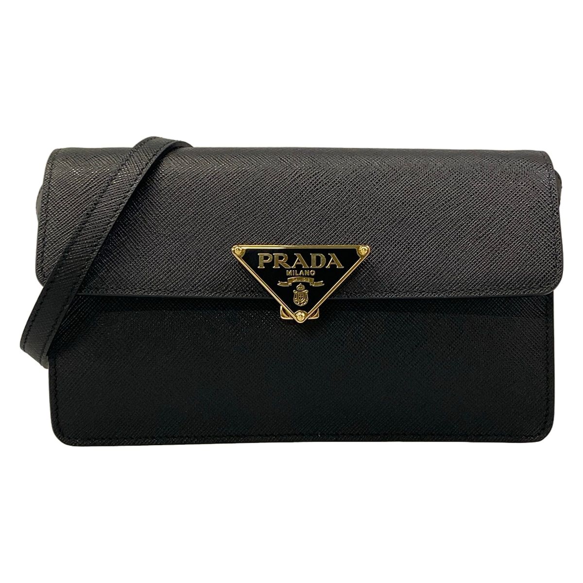 Prada Shoulder Bag Saffiano Leather Black
