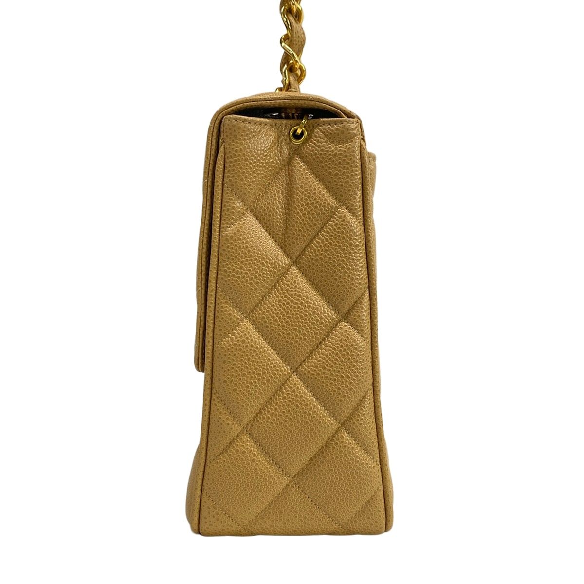 Chanel Shoulder Bag Quilted Beige Gold Chain Jumbo CC Logo — view 4