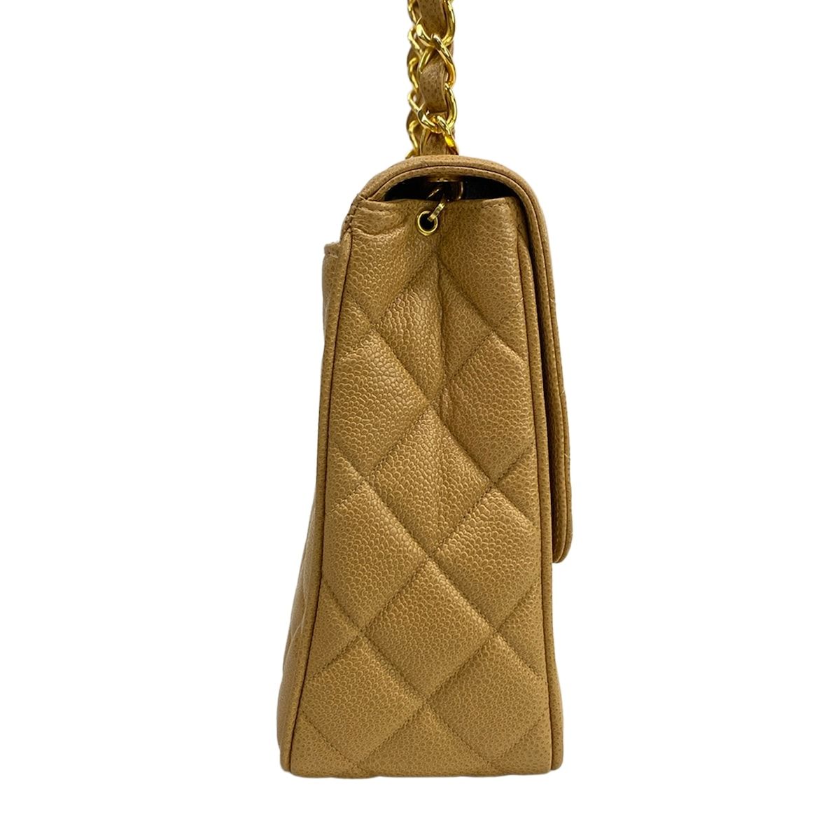 Chanel Shoulder Bag Quilted Beige Gold Chain Jumbo CC Logo — view 2