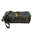 Chanel Shoulder Bag Black Chain Logo