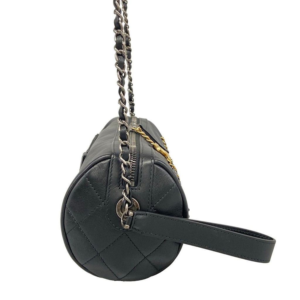 Chanel Shoulder Bag Black Chain Logo — view 2