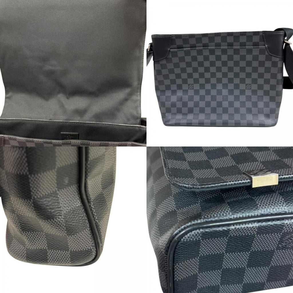 Louis Vuitton District MM NM Damier Graphite Shoulder Bag Canvas Black Vintage — view 8