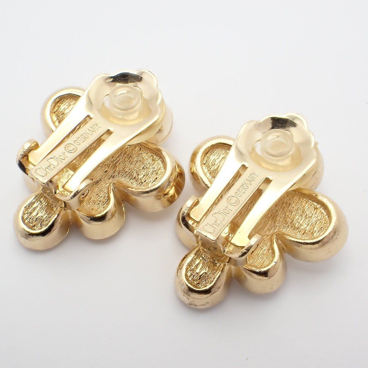 Dior Earrings Gold Color Rhinestone Pawn — view 3