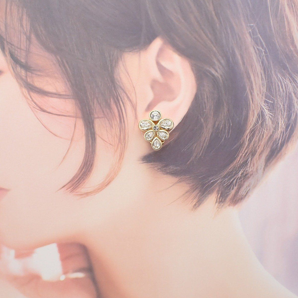 Dior Earrings Gold Color Rhinestone Pawn — view 7