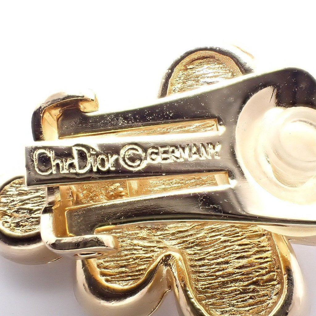 Dior Earrings Gold Color Rhinestone Pawn — view 4
