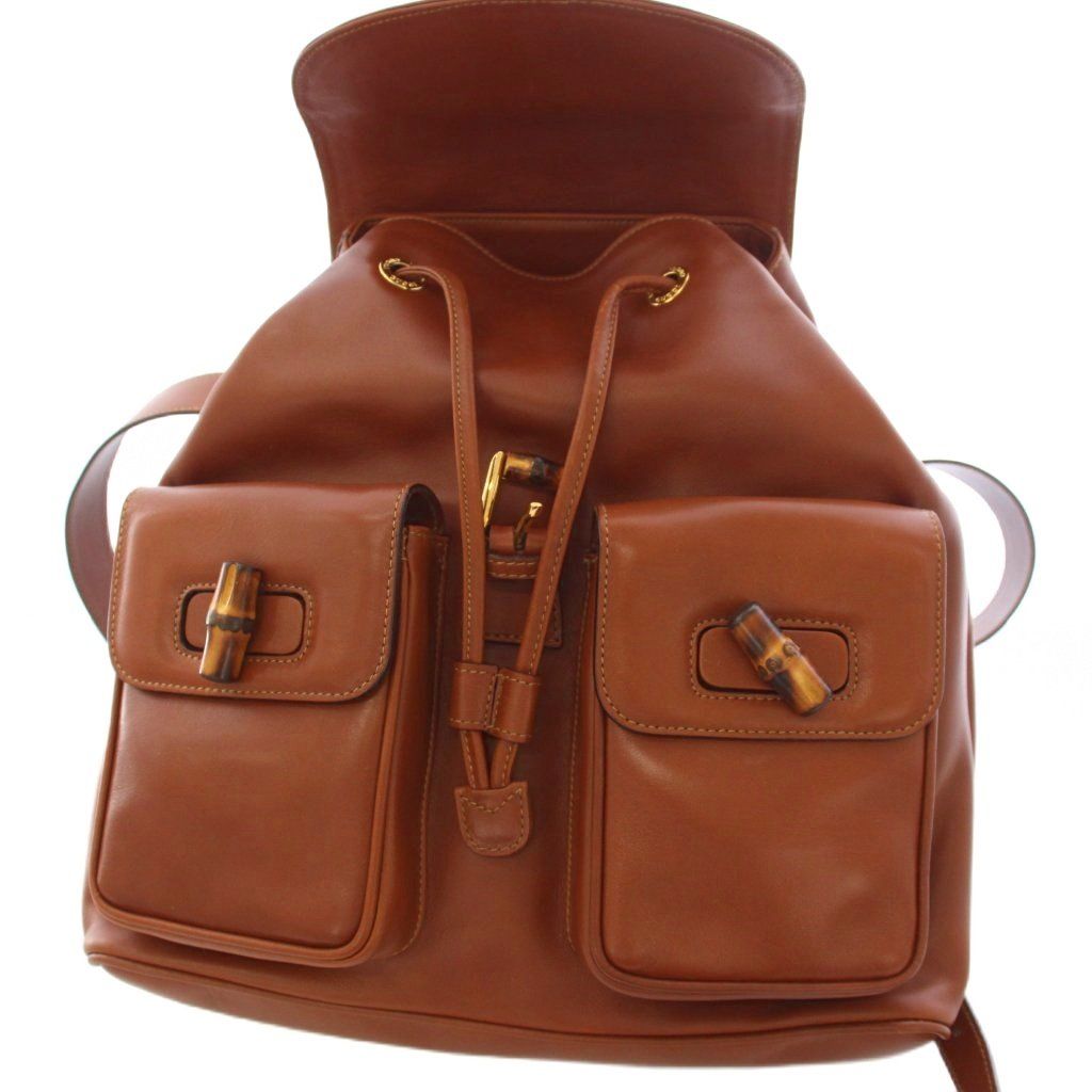 Gucci Vintage Bamboo Backpack Leather Brown 003 TK — view 4