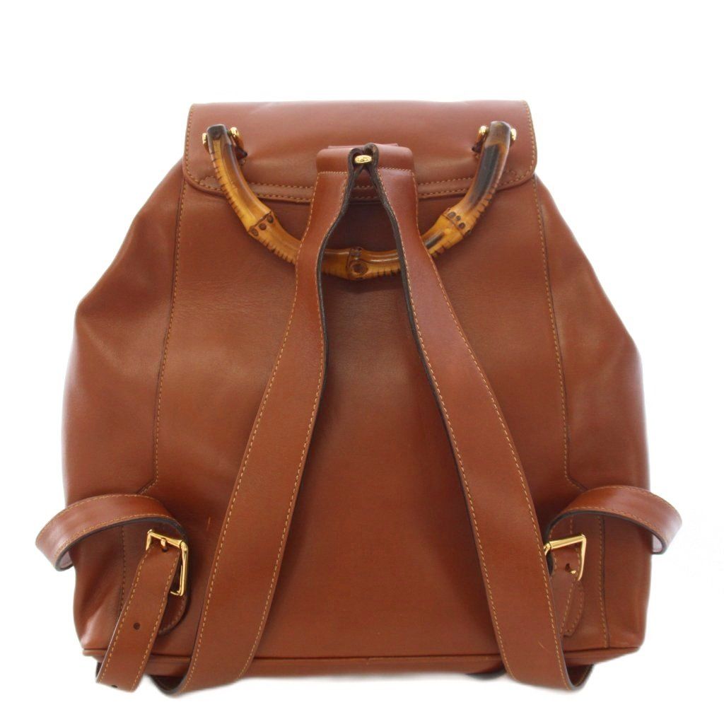 Gucci Vintage Bamboo Backpack Leather Brown 003 TK — view 2