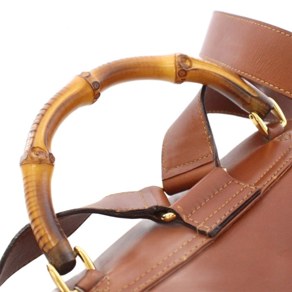Gucci Vintage Bamboo Backpack Leather Brown 003 TK — view 6
