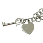 Dior Metal Rhinestone Heart Padlock Key Necklace Silver — view 5