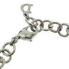 Dior Metal Rhinestone Heart Padlock Key Necklace Silver — view 6