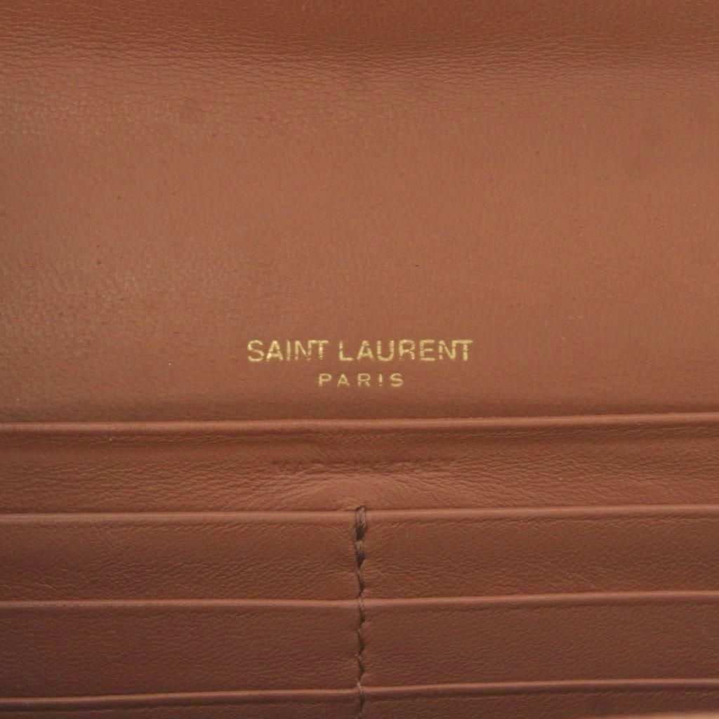 Saint Laurent Paris Cassandralogo Stitch Wallet Coin Purse Flap Lambskin Brown — view 7
