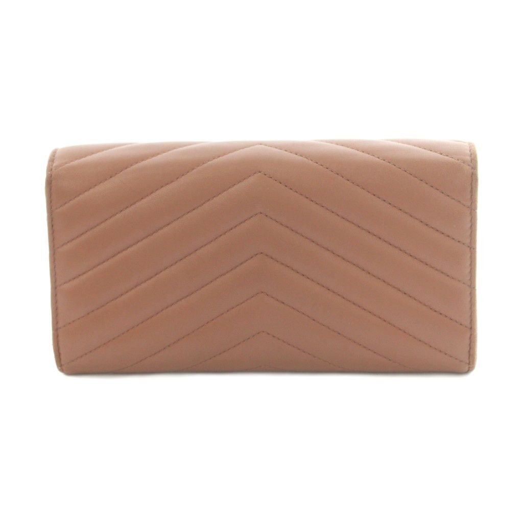 Saint Laurent Paris Cassandralogo Stitch Wallet Coin Purse Flap Lambskin Brown — view 2