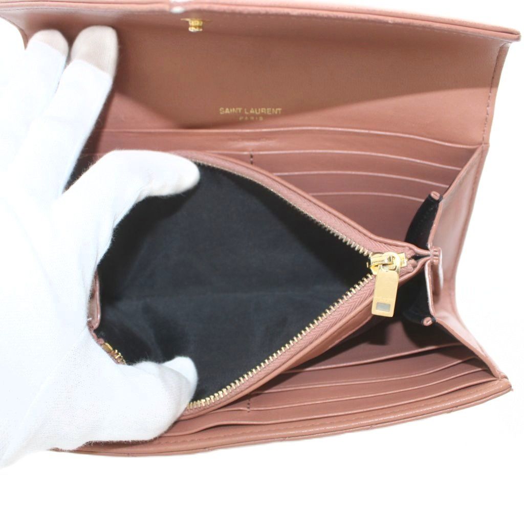 Saint Laurent Paris Cassandralogo Stitch Wallet Coin Purse Flap Lambskin Brown — view 6