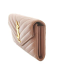Saint Laurent Paris Cassandralogo Stitch Wallet Coin Purse Flap Lambskin Brown — view 3