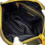Prada Wristlet Pouch Triangle Logo Makeup Container Canvas Khaki Gold Lightweigh — view 7
