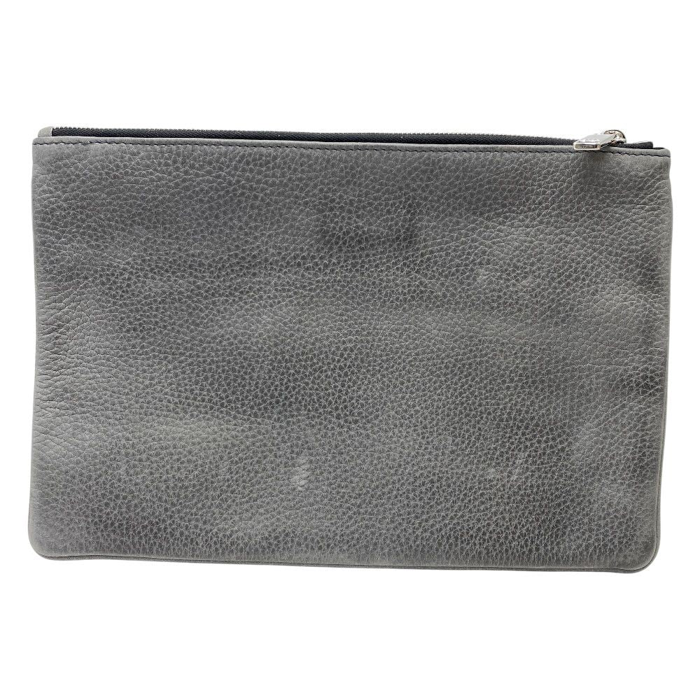 Dior Pouch Clutch Leather Gray Lightweight Capacity Crossbody — view 2