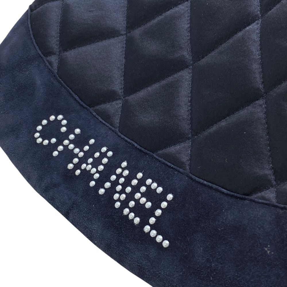 Chanel Quilted Backpack Nap Pearl Logo Satin Leather Navy Lightweight Capacity — view 5