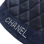 Chanel Quilted Backpack Nap Pearl Logo Satin Leather Navy Lightweight Capacity — view 5