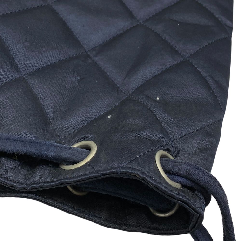 Chanel Quilted Backpack Nap Pearl Logo Satin Leather Navy Lightweight Capacity — view 6