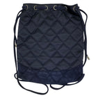 Chanel Quilted Backpack Nap Pearl Logo Satin Leather Navy Lightweight Capacity — view 2
