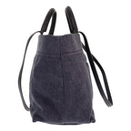 Chanel CC Logo Quilted Tote Bag Denim Leather Black Silver — view 4