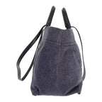 Chanel CC Logo Quilted Tote Bag Denim Leather Black Silver — view 5