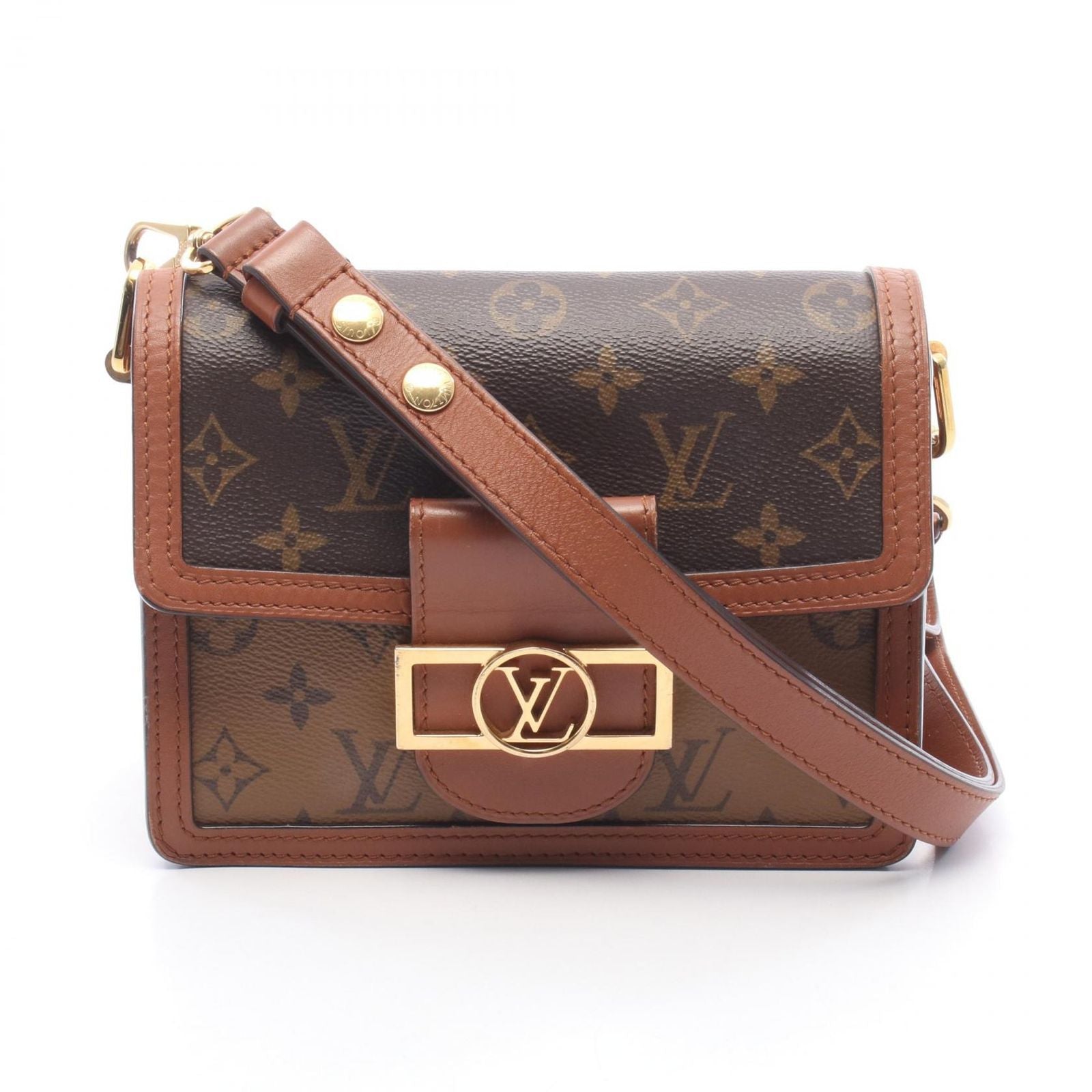 Louis Vuitton Shoulder Bag Dauphine Mini Monogram Reverse Canvas Leather