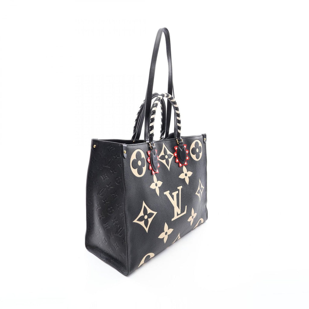 Louis Vuitton Tote Bag On The Go GM Monogram Empreinte LV Crafty 2-Way Black Beige — view 2