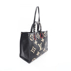 Louis Vuitton Tote Bag On The Go GM Monogram Empreinte LV Crafty 2-Way Black Beige — view 2