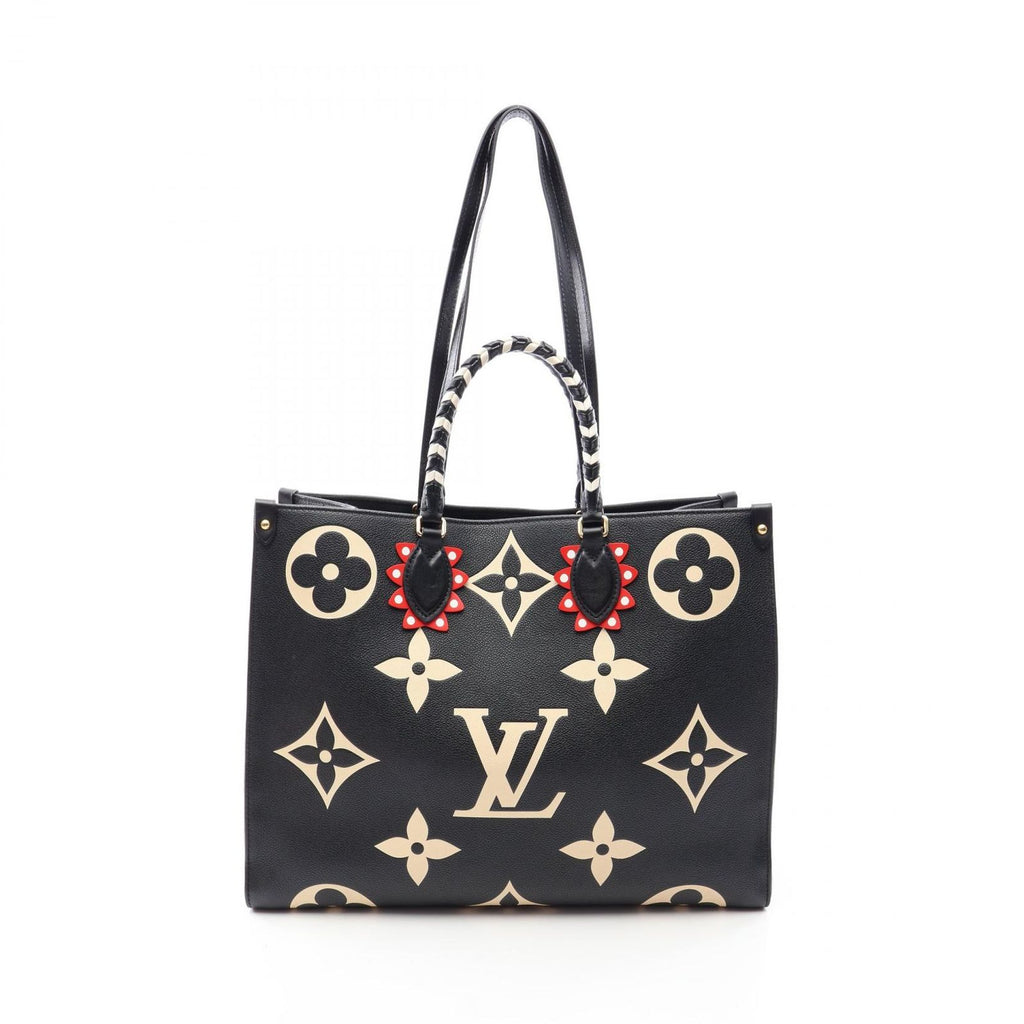 Louis Vuitton Tote Bag On The Go GM Monogram Empreinte LV Crafty 2-Way Black Beige