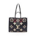 Louis Vuitton Tote Bag On The Go GM Monogram Empreinte LV Crafty 2-Way Black Beige