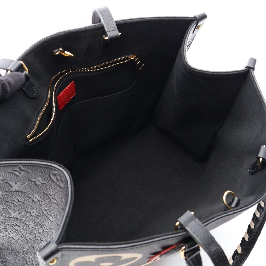 Louis Vuitton Tote Bag On The Go GM Monogram Empreinte LV Crafty 2-Way Black Beige — view 3