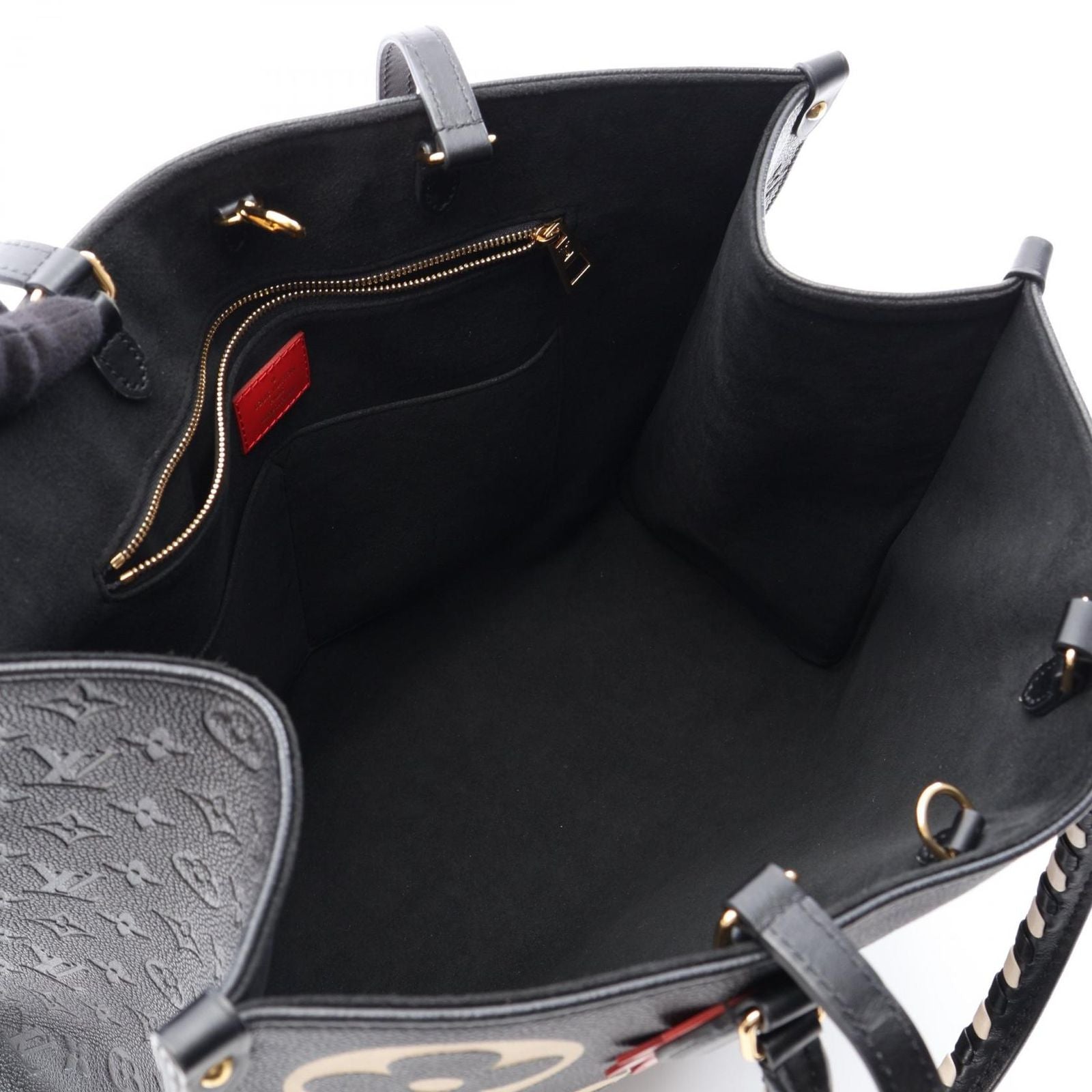 Louis Vuitton Tote Bag On The Go GM Monogram Empreinte LV Crafty 2-Way Black Beige — view 3