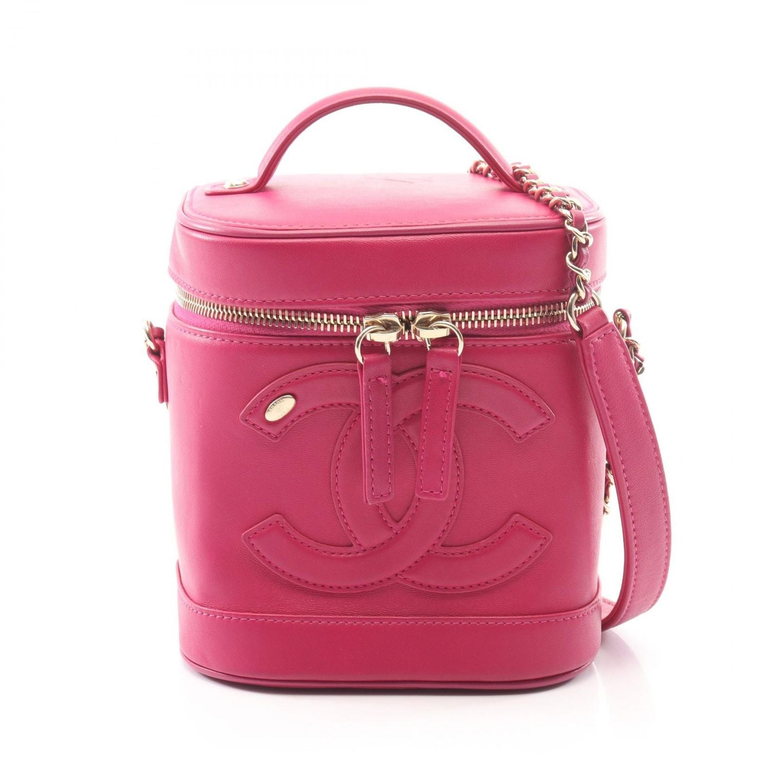 Chanel Handbag CC Logo 2-Way Pink Lambskin CC Vanity Chain
