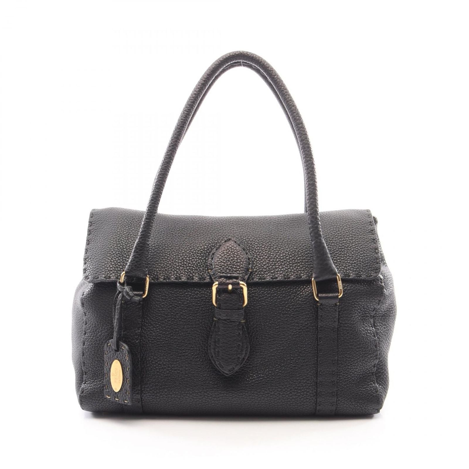 Fendi Linda Bageria Sell Black Leather Selleria Bag