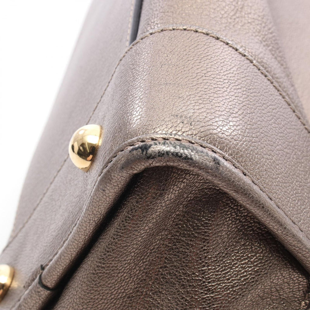 Loewe Amazona 36 Metallic Blanc Leather Handbag — view 8