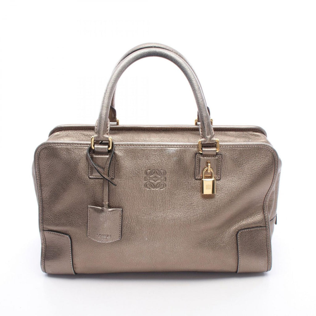 Loewe Amazona 36 Metallic Blanc Leather Handbag
