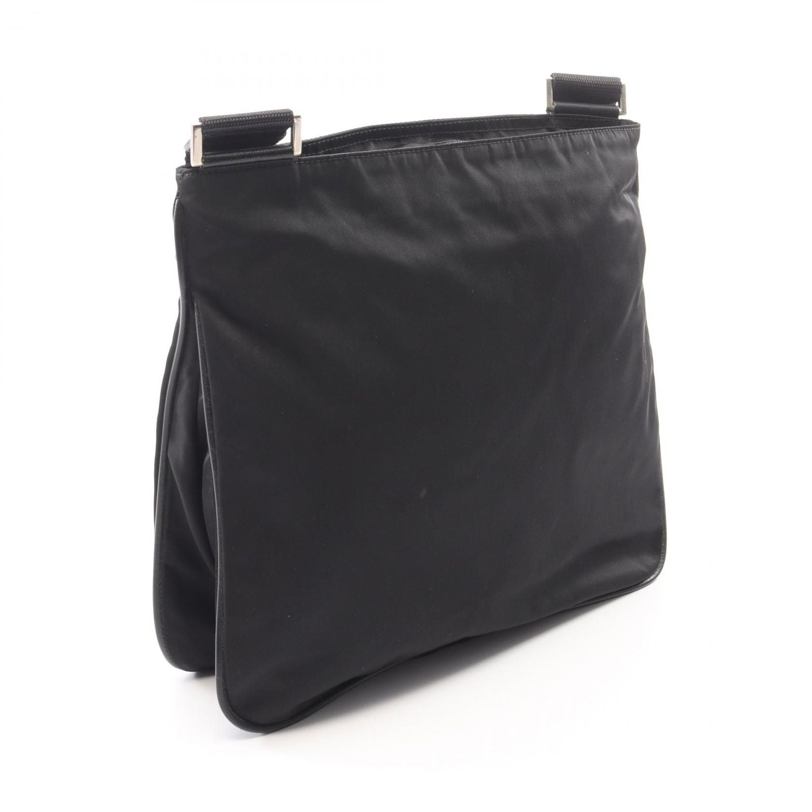 Prada Shoulder Bag Tessuto Saffiano Black Nylon Leather Triangle Logo — view 2