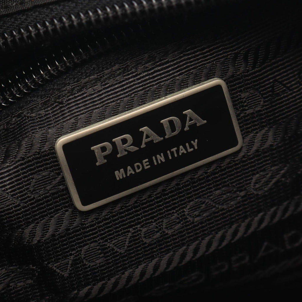 Prada Shoulder Bag Tessuto Saffiano Black Nylon Leather Triangle Logo — view 4