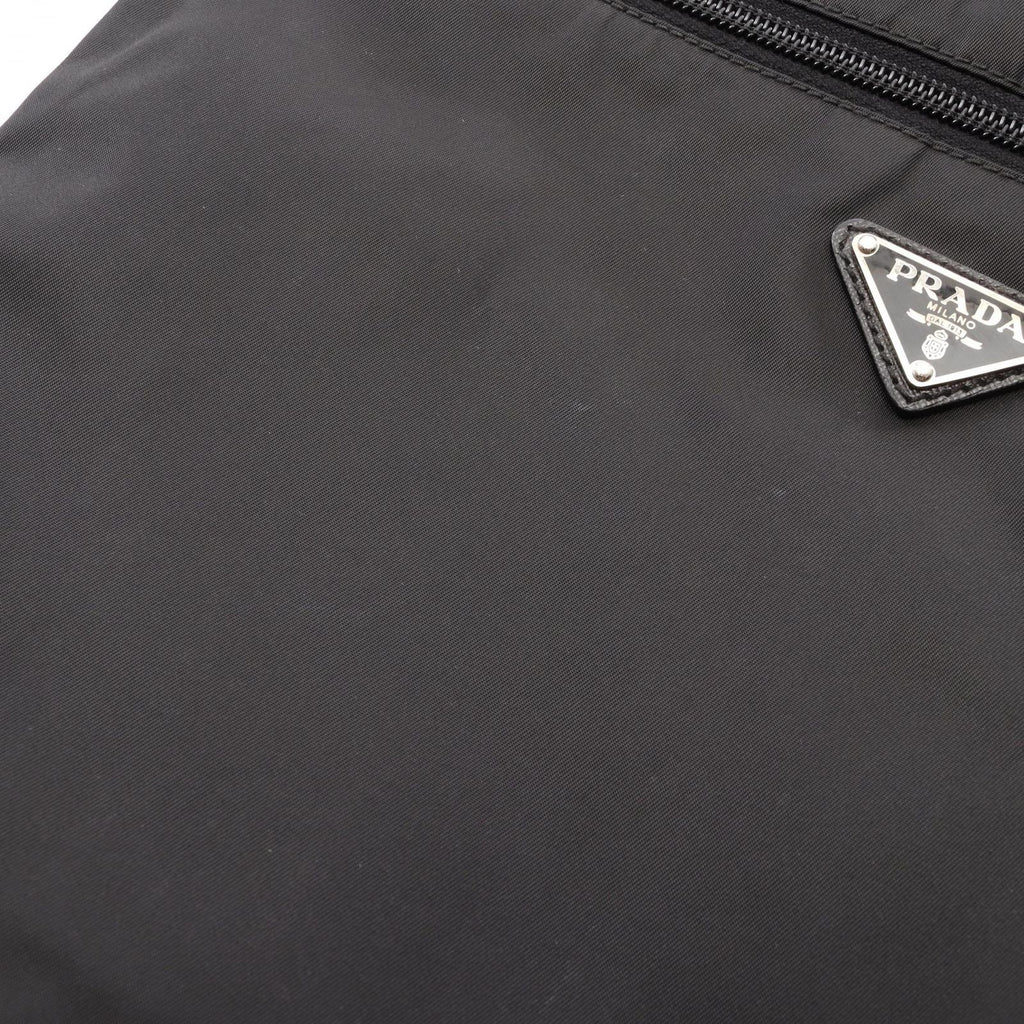 Prada Shoulder Bag Tessuto Saffiano Black Nylon Leather Triangle Logo — view 8