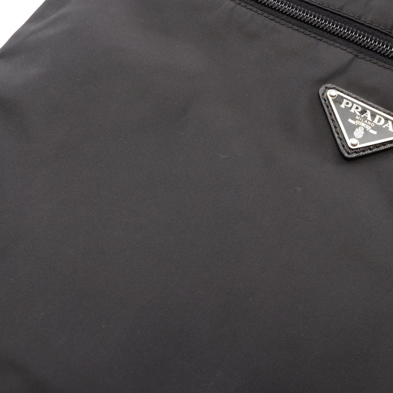 Prada Shoulder Bag Tessuto Saffiano Black Nylon Leather Triangle Logo — view 8