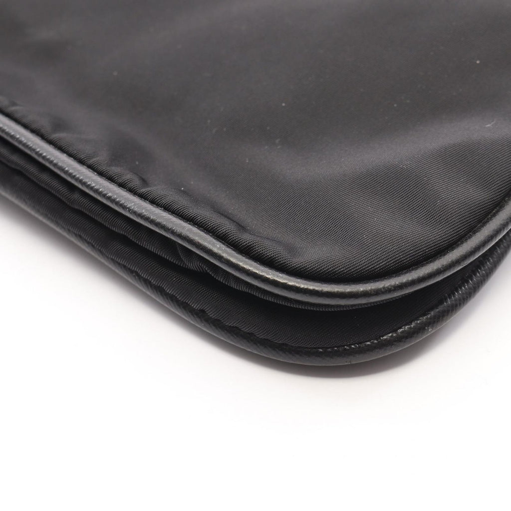 Prada Shoulder Bag Tessuto Saffiano Black Nylon Leather Triangle Logo — view 7