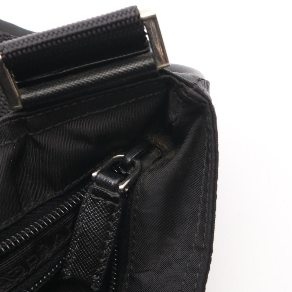 Prada Shoulder Bag Tessuto Saffiano Black Nylon Leather Triangle Logo — view 5