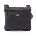 Prada Shoulder Bag Tessuto Saffiano Black Nylon Leather Triangle Logo