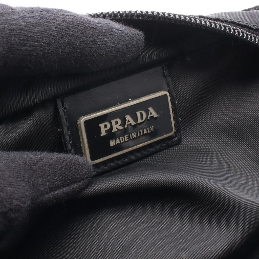 Prada Shoulder Bag Black Nylon Leather Triangle Logo — view 4