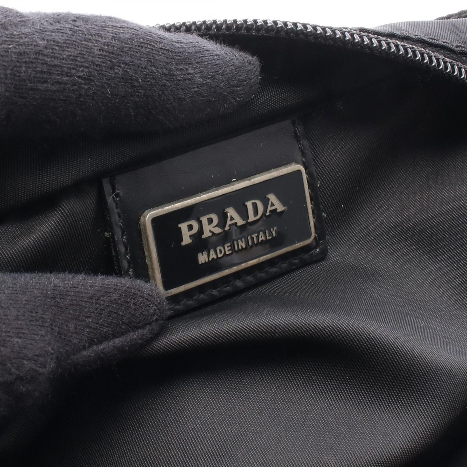 Prada Shoulder Bag Black Nylon Leather Triangle Logo — view 4