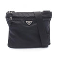Prada Shoulder Bag Black Nylon Leather Triangle Logo