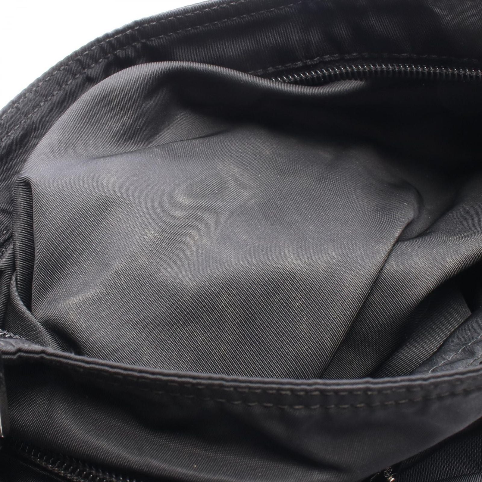 Prada Shoulder Bag Black Nylon Leather Triangle Logo — view 5