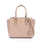 Prada 2-Way Pink Beige Leather Shoulder Handbag
